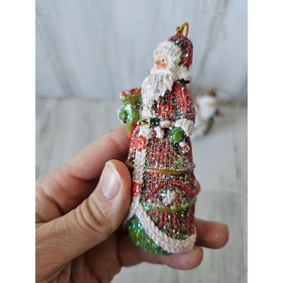 Santa glitter ornament set Xmas tree - Picture 4 of 11